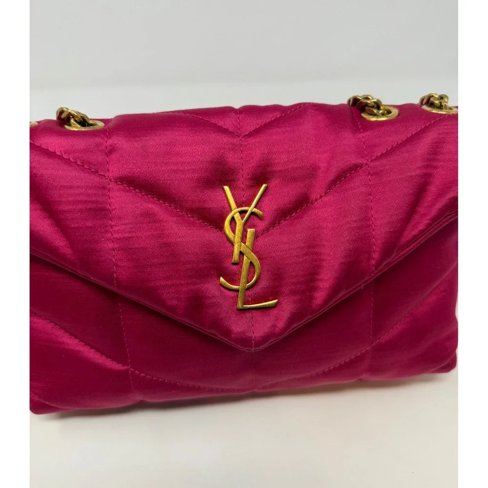 Saint Laurent YSL Toy Puffer Quilted Shoulder Bag Pink